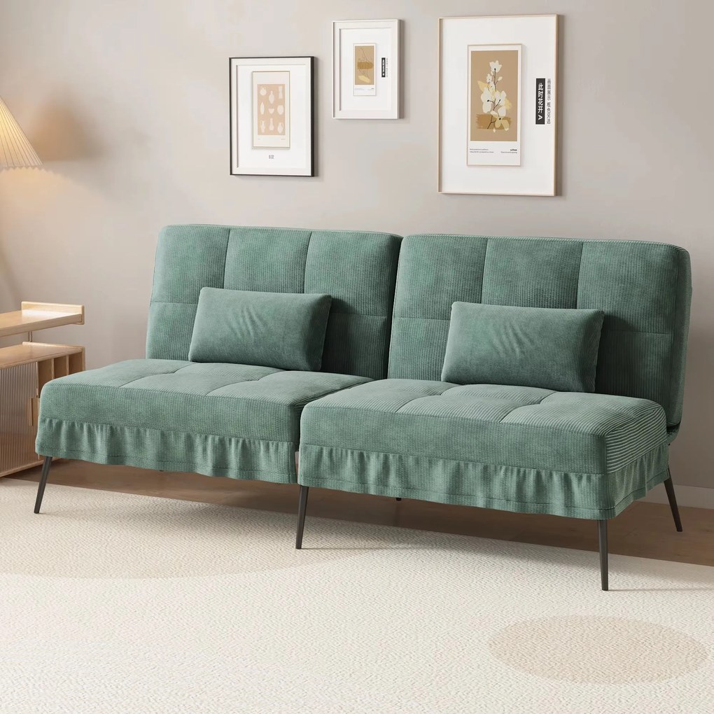 Sofá-Cama Reclinável com Capa Dobrável – Loulé – 3 Lugares – Verde Cla