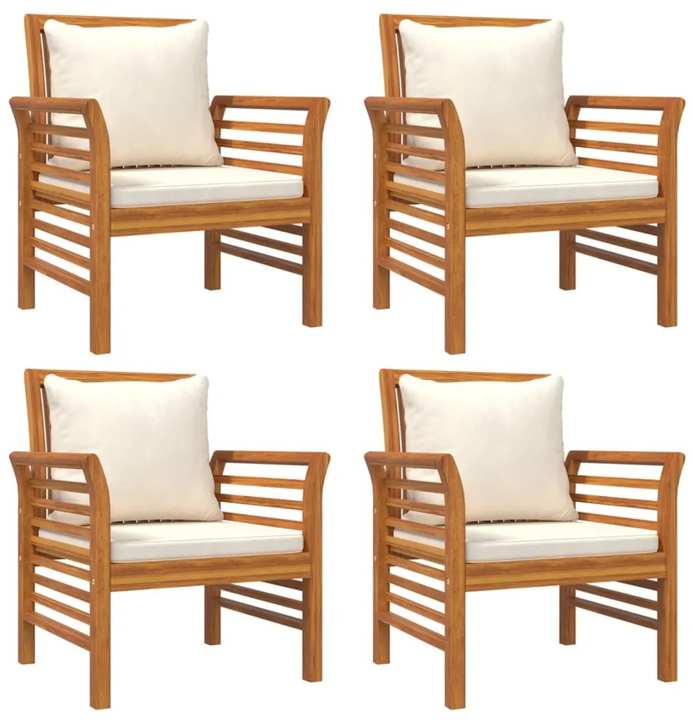 5 pcs conjunto lounge de jardim c/ almofadões acácia maciça