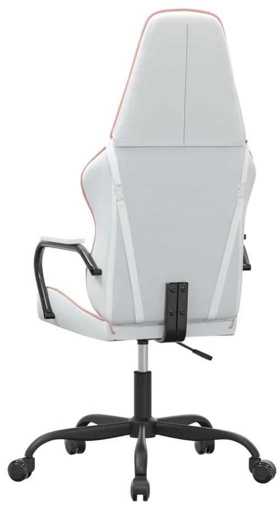Cadeira gaming couro artificial branco e rosa
