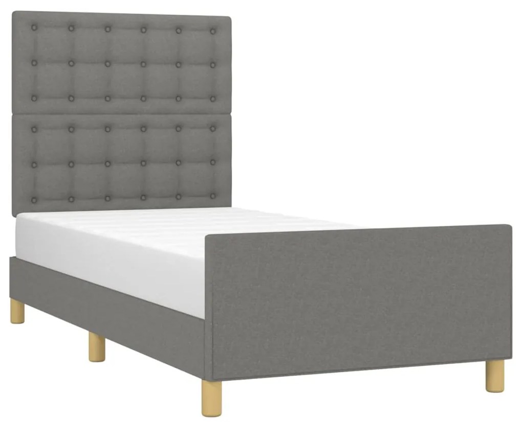 Estrutura de cama sem colchão 100x200 cm tecido cinzento-escuro