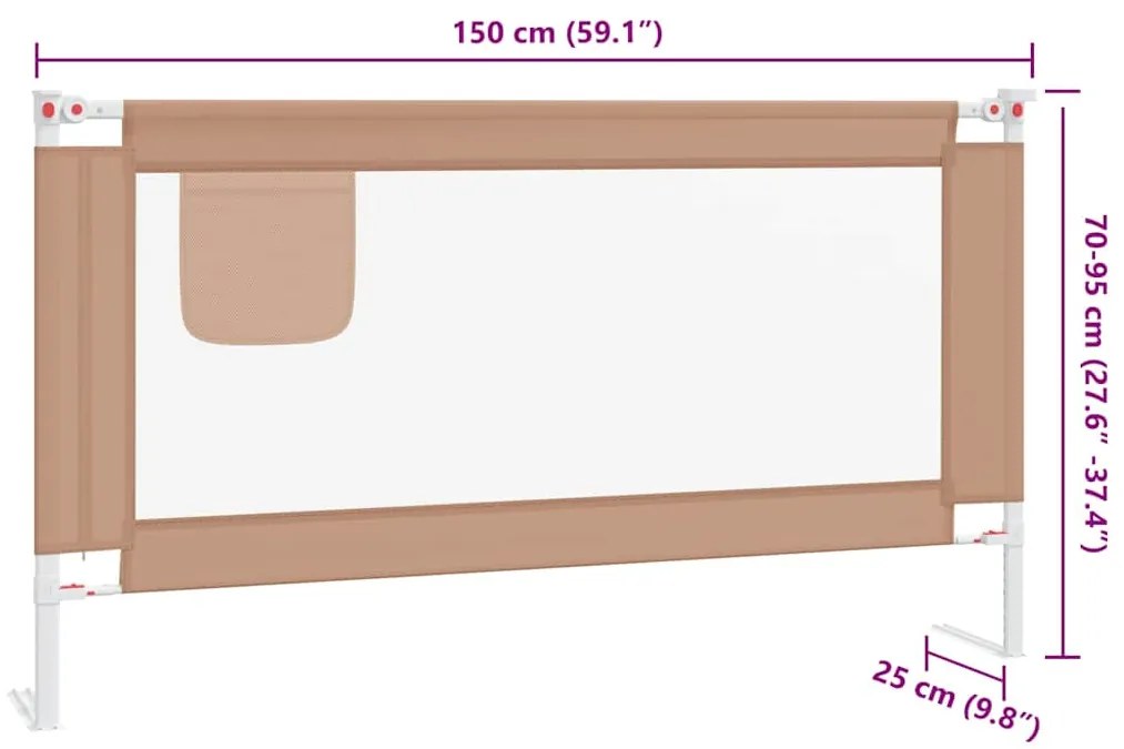 Barra segur. p/ cama infantil tecido 150x25cm cinza-acastanhado