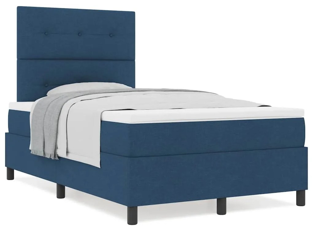 Cama Box Spring com Colchão Azul 120x200 cm Tecido