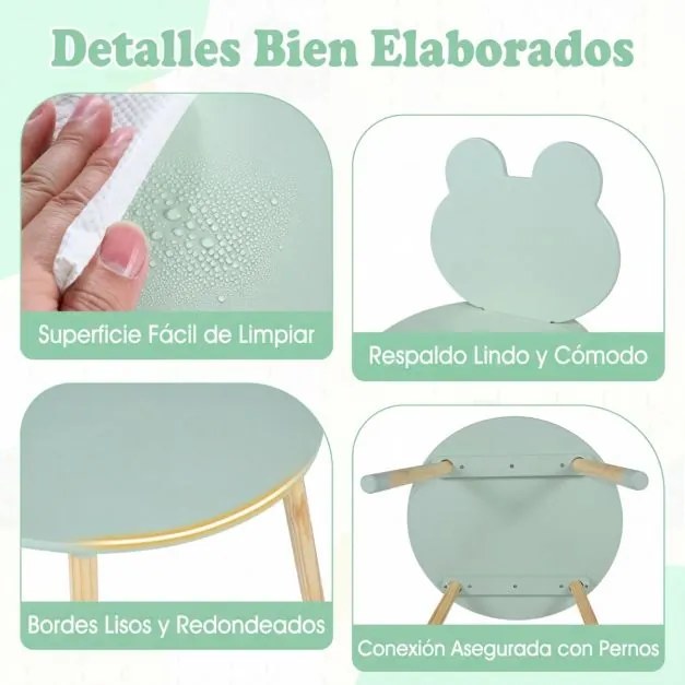 Conjunto de mesa e cadeiras crinças em forma de rã, com pernas de madeira, para sala de aula, creche, casa, trabalhos manuais e aprendizagem, a partir