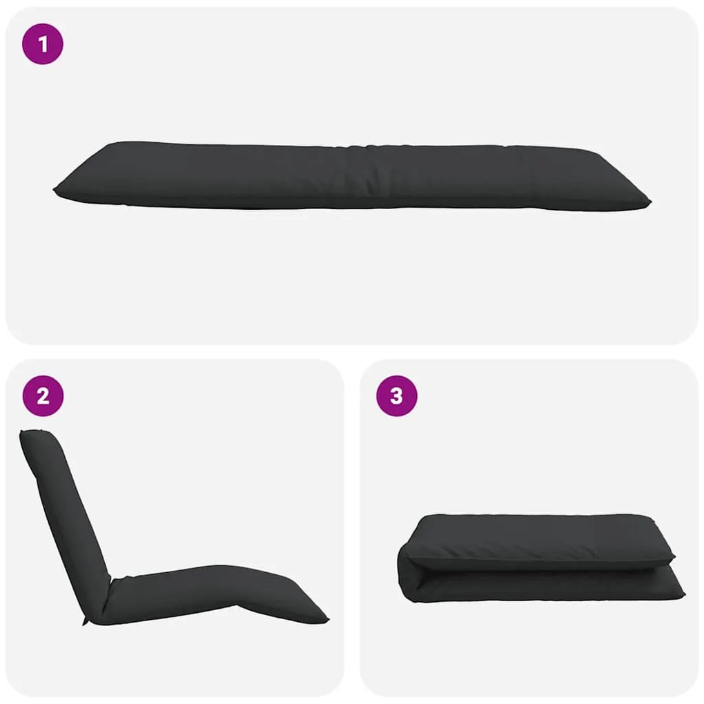 Espreguiçadeira dobrável 175x54x8,5 cm tecido Oxford preto