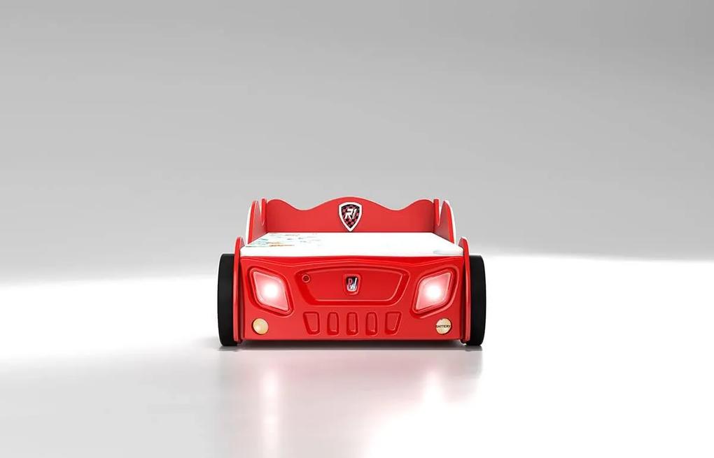 Cama para criança, Carro de Corrida Monza Grande Com Luzes LED, Oferta colchão e estrado 205 x 115 x 62 cm Vermelha