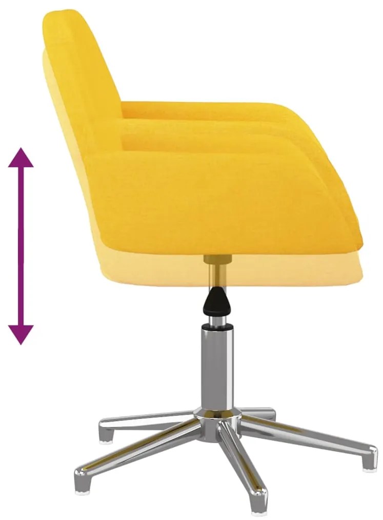 Cadeira de escritório giratória tecido amarelo-claro