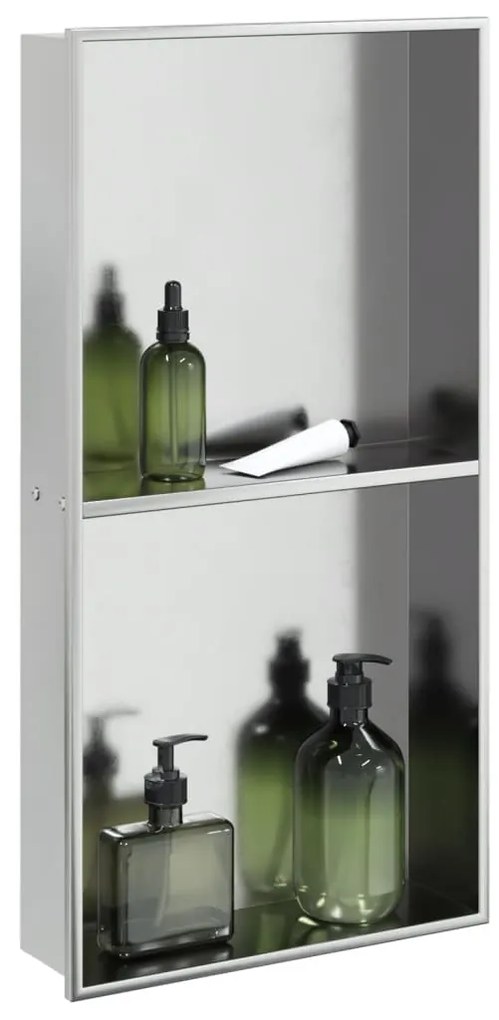 Nicho parede p/ duche 32x62x9 cm aço inoxidável prata escovada