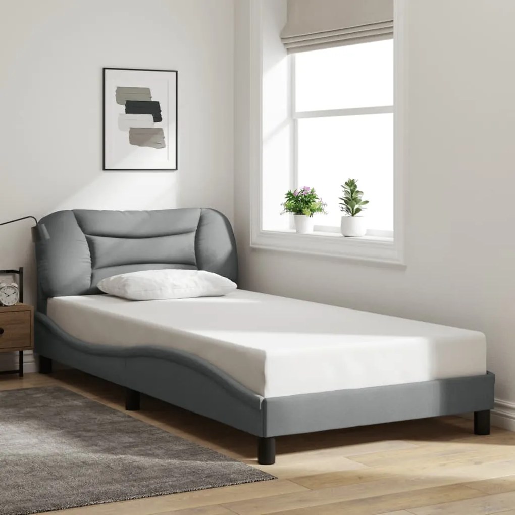 Estrutura de cama com LED sem colchão 100x200 cm tecido