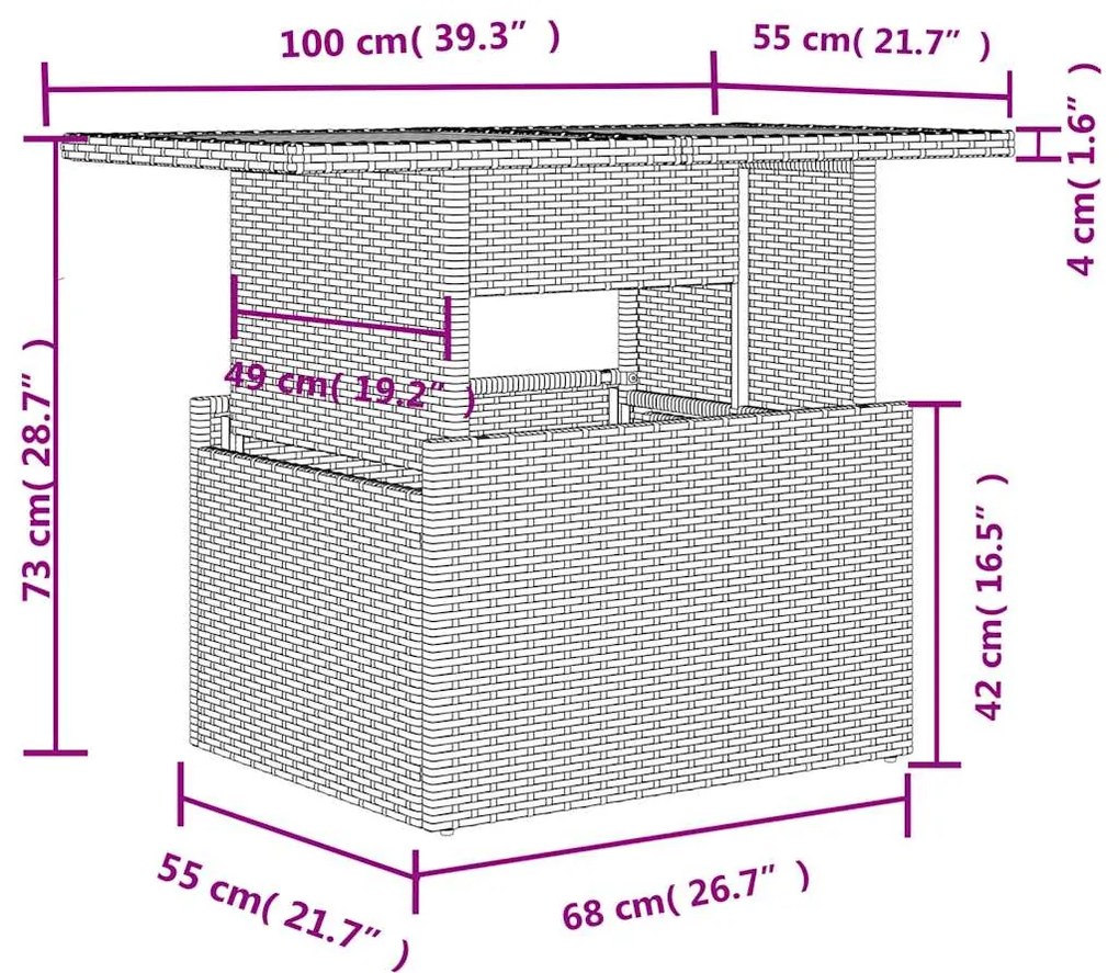 11 pcs conjunto sofás de jardim c/ almofadões vime PE castanho