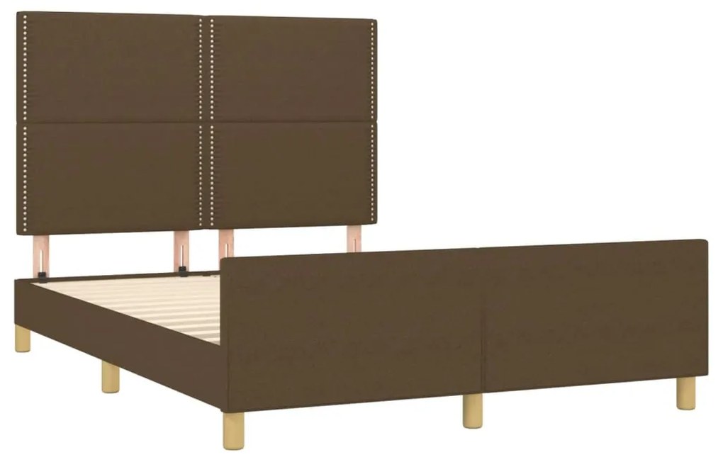 Estrutura de cama sem colchão 140x200 cm tecido castanho-escuro