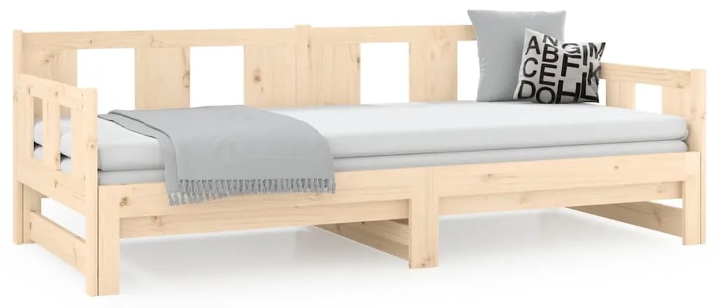 Estrutura sofá-cama de puxar 2x(90x200) cm madeira pinho maciço