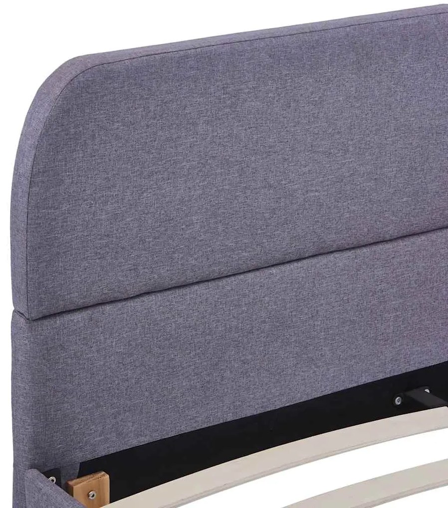 Estrutura de cama sem colchão 135x190 cm tecido cinzento-claro