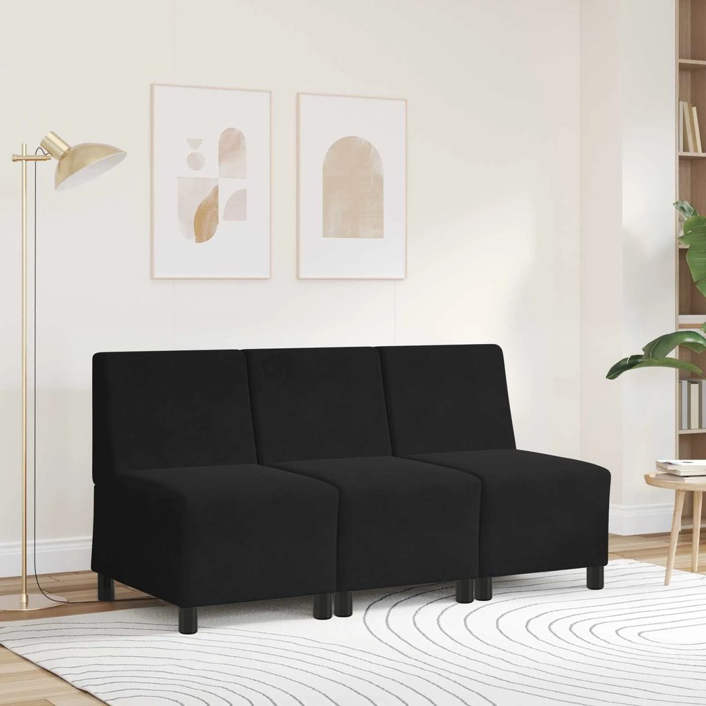 vidaXL | Unidade de Sofá Modular Sem Braços | Preto 55 x 74 x 82 cm Veludo