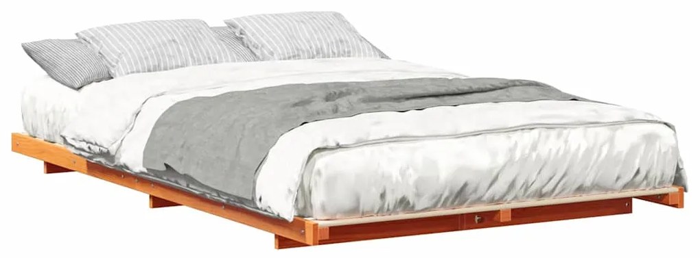 Estrutura de cama de chão Castanho-mel 140 x 190 cm