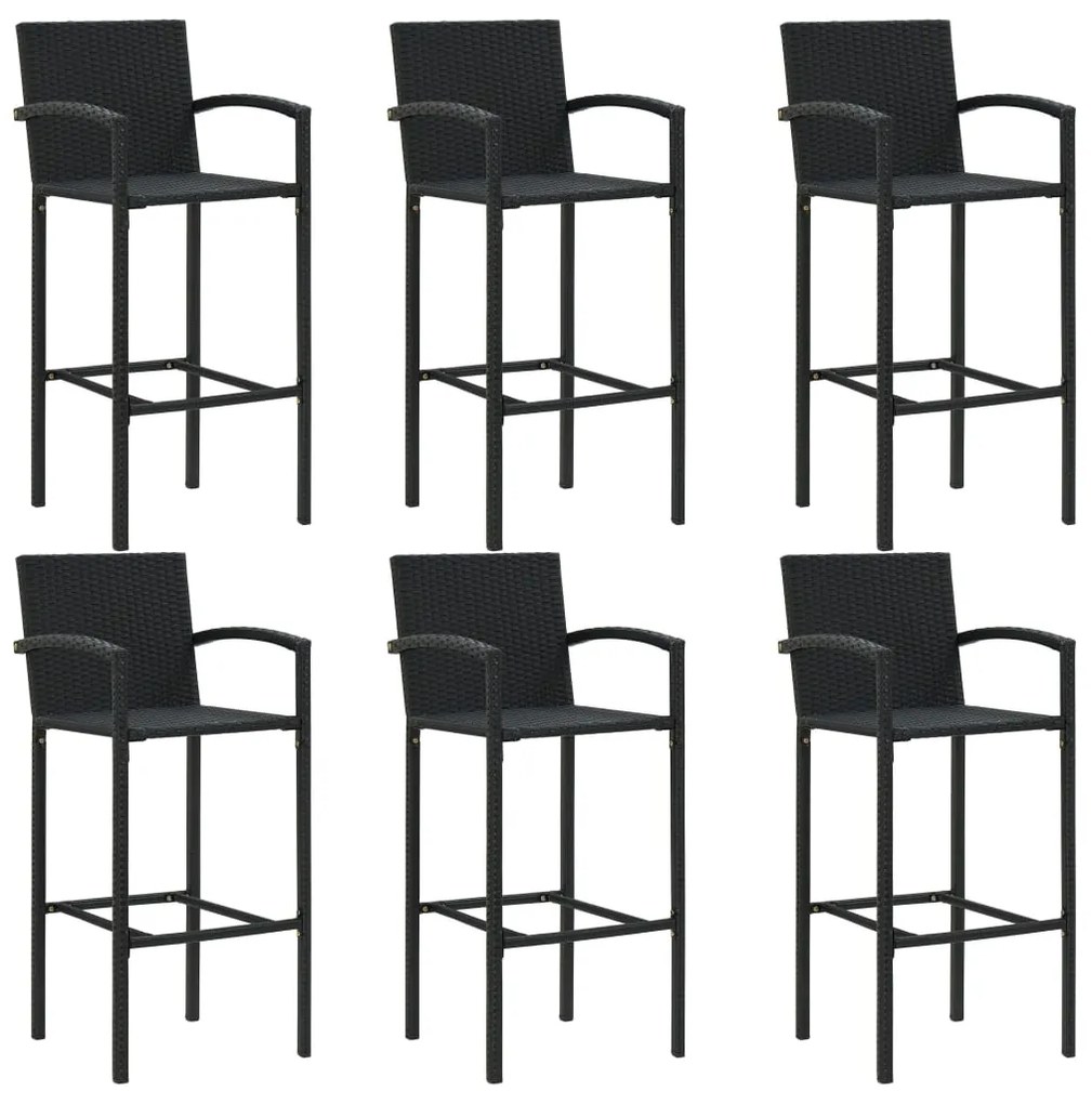 7 pcs conjunto de bar para jardim preto