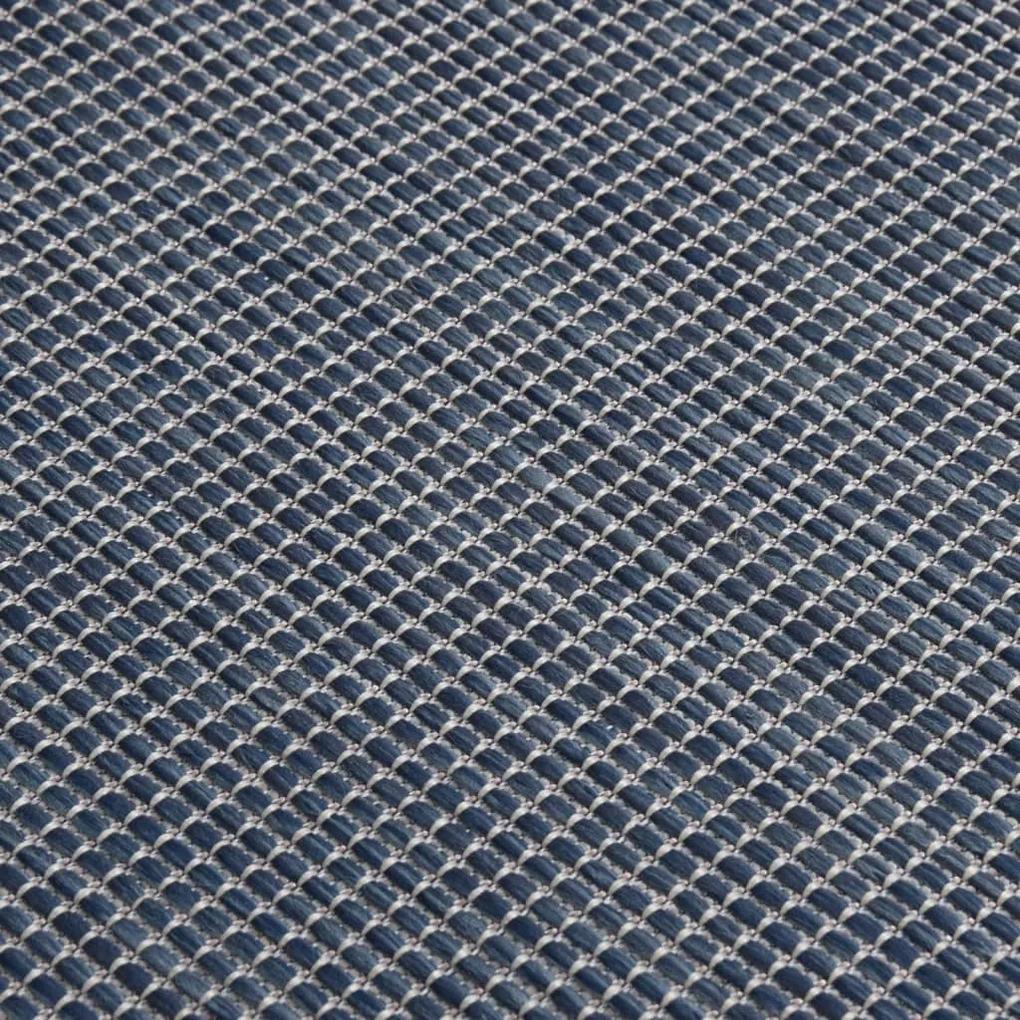 Tapete de tecido plano para exterior 140x200 cm azul