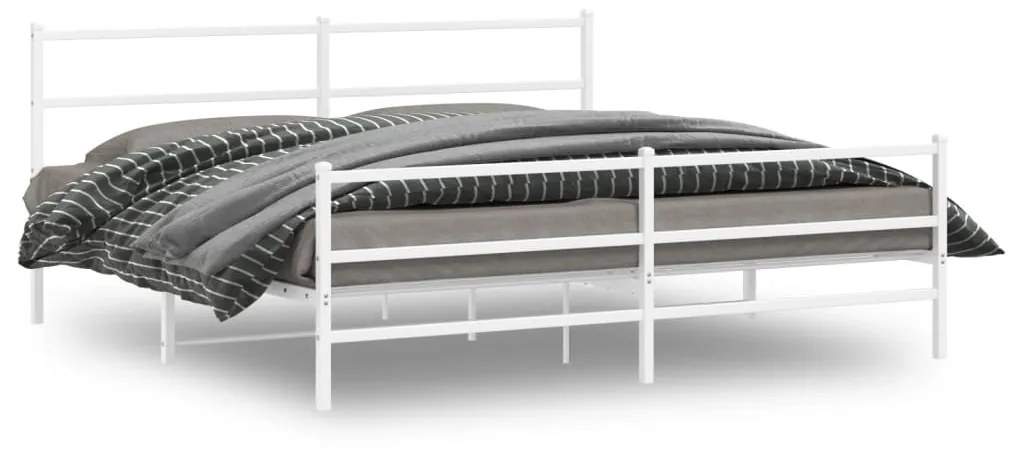 355439 vidaXL Estrutura de cama com cabeceira e pés 200x200 cm metal branco