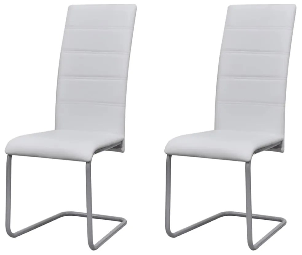 vidaXL Cadeiras de jantar cantilever 2 pcs couro artificial branco