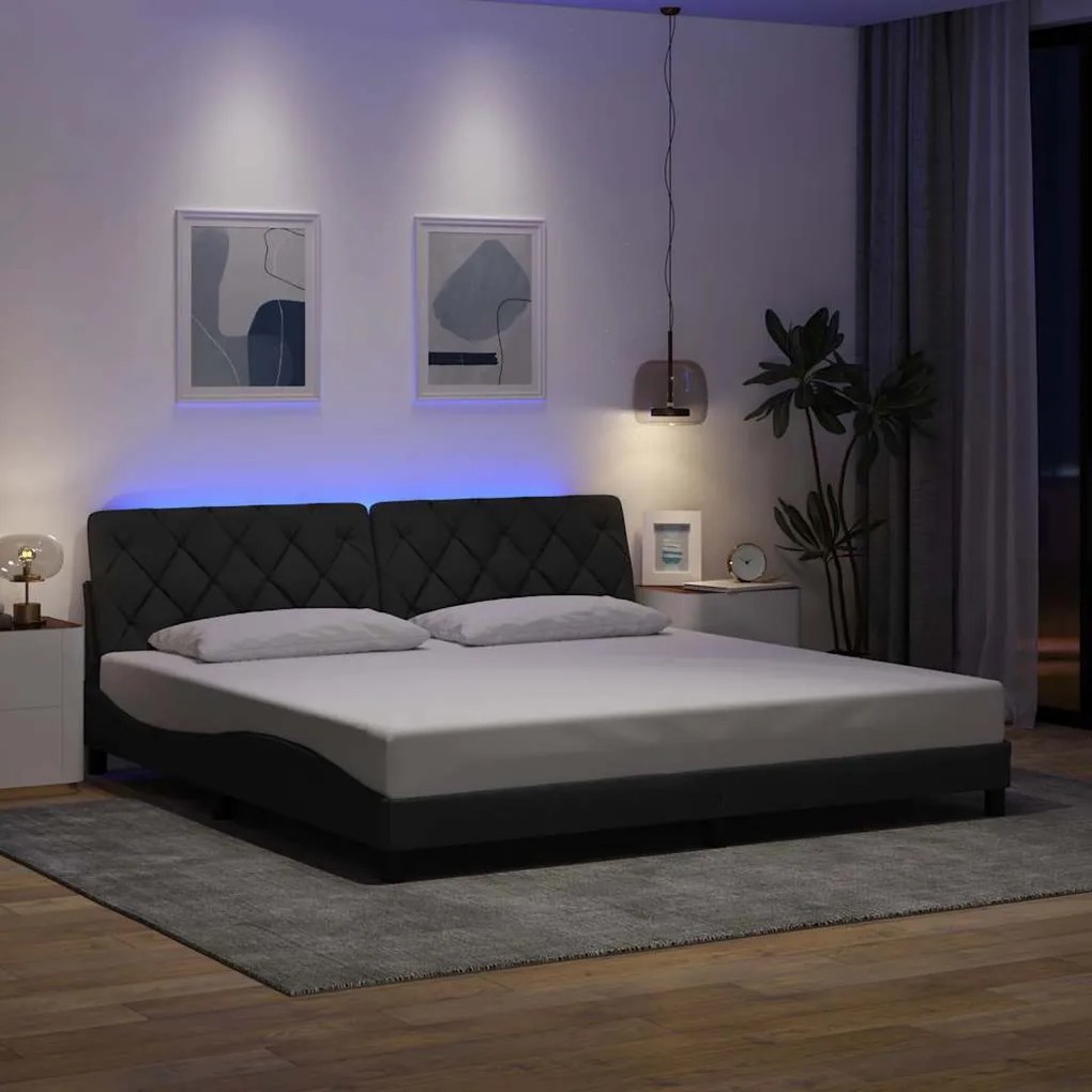 vidaXL Estrutura de cama com LED sem colchão 200x200 cm tecido