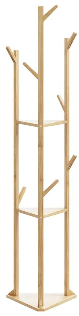 Cabide com ganchos e prateleiras 39x33x166 cm bambu