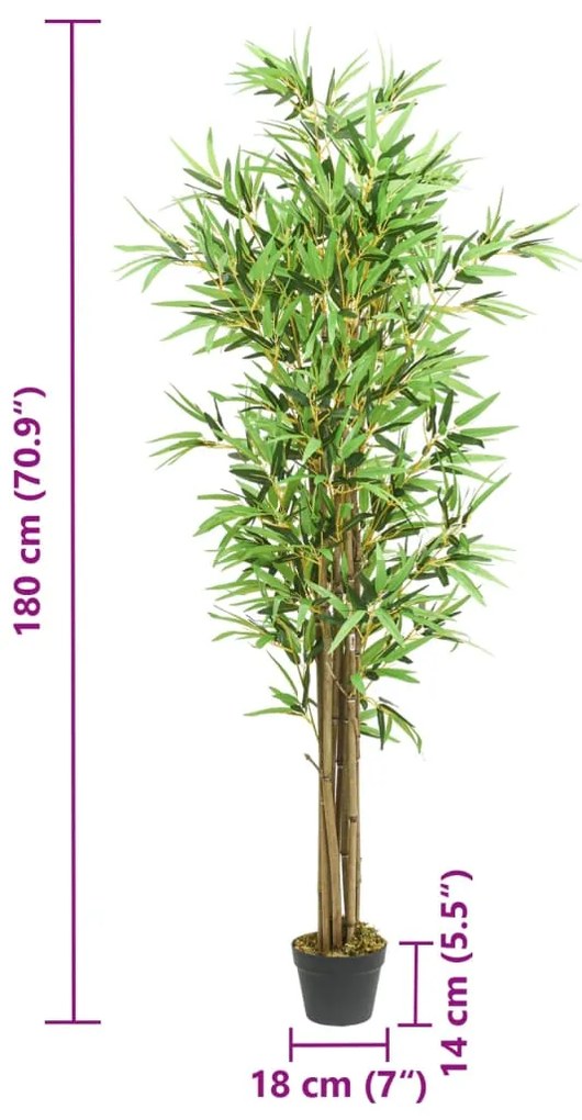 Árvore de bambu artificial 1288 folhas 180 cm verde