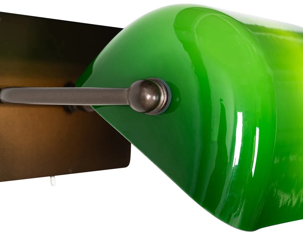 Candeeiro de parede clássico bronze escuro com vidro verde - Banker