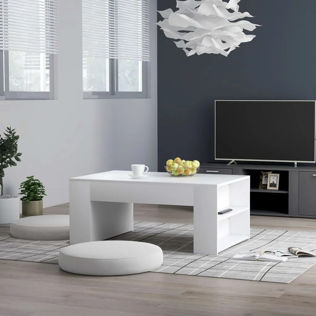 802111 vidaXL Mesa de centro 100x60x42 cm contraplacado branco