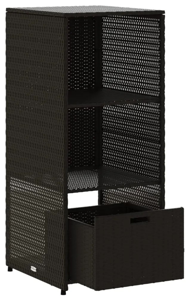 Armário de arrumação para jardim 50x55x115 cm vime PE preto