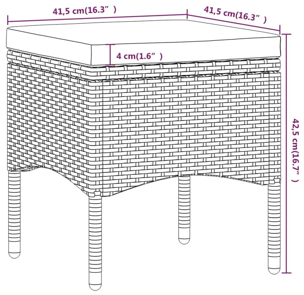 5 pcs conjunto de jantar p/ jardim vime PE/acácia maciça preto