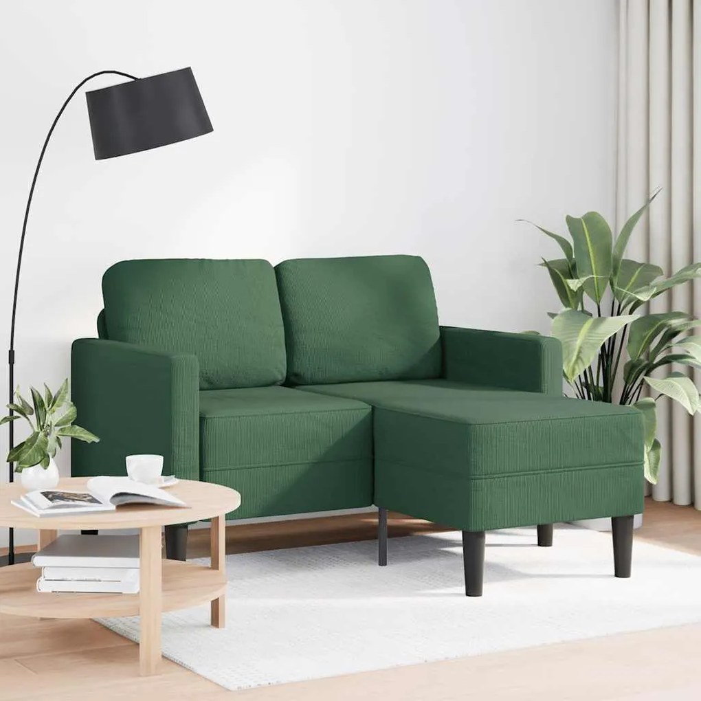 Sofá 2 lugares com Chaise em L 125 cm linho verde selva