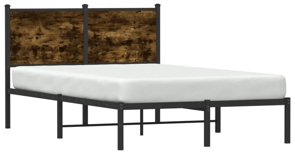 Estrutura de cama sem colchão 120x190 cm metal carvalho fumado