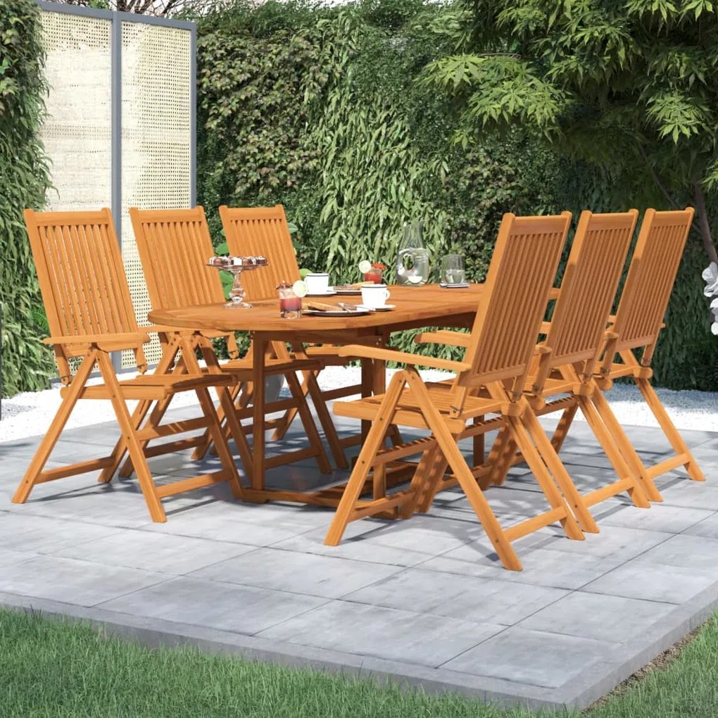 vidaXL 7 pcs conjunto de jantar para jardim madeira de acácia maciça