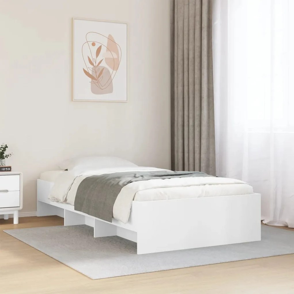 vidaXL Estrutura de cama 100x200 cm derivados de madeira branco