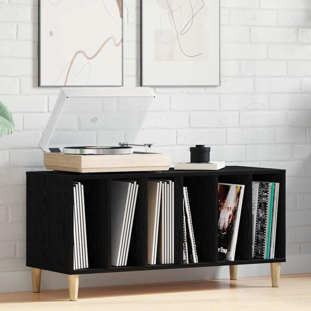 vidaXL Armário para discos de vinil Carvalho preto 100 x 38 x 48 cm
