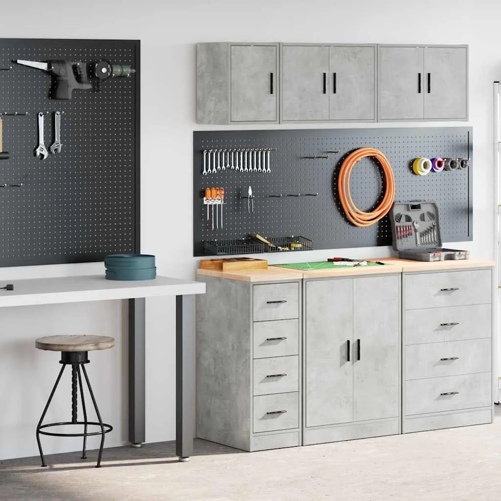 vidaXL Armários de garagem 2 pcs madeira processada cinzento-cimento