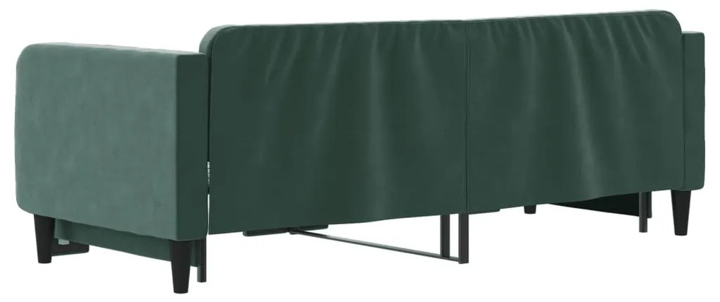 Sofá-cama com gavetão 90x200 cm veludo verde-escuro