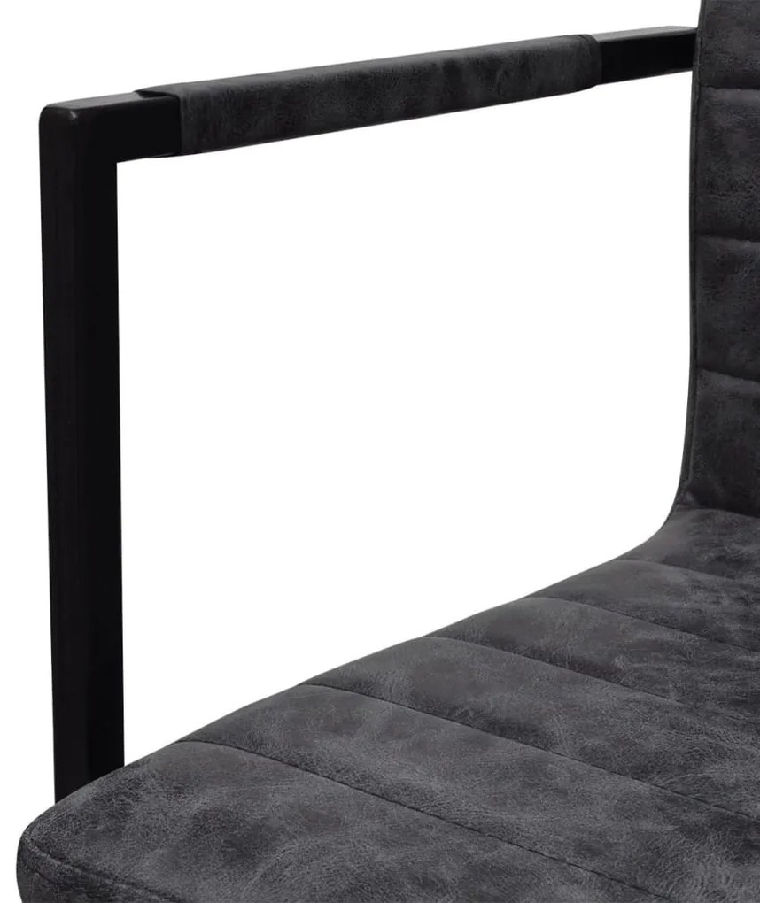 Cadeiras de jantar cantilever 6 pcs couro artificial preto