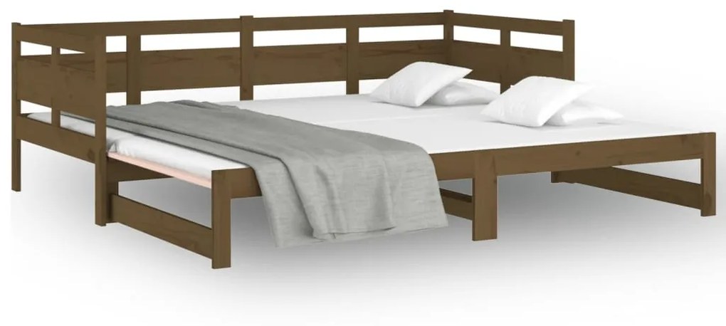 Sofá-cama puxar pinho maciço castanho mel 2x(80x200) cm