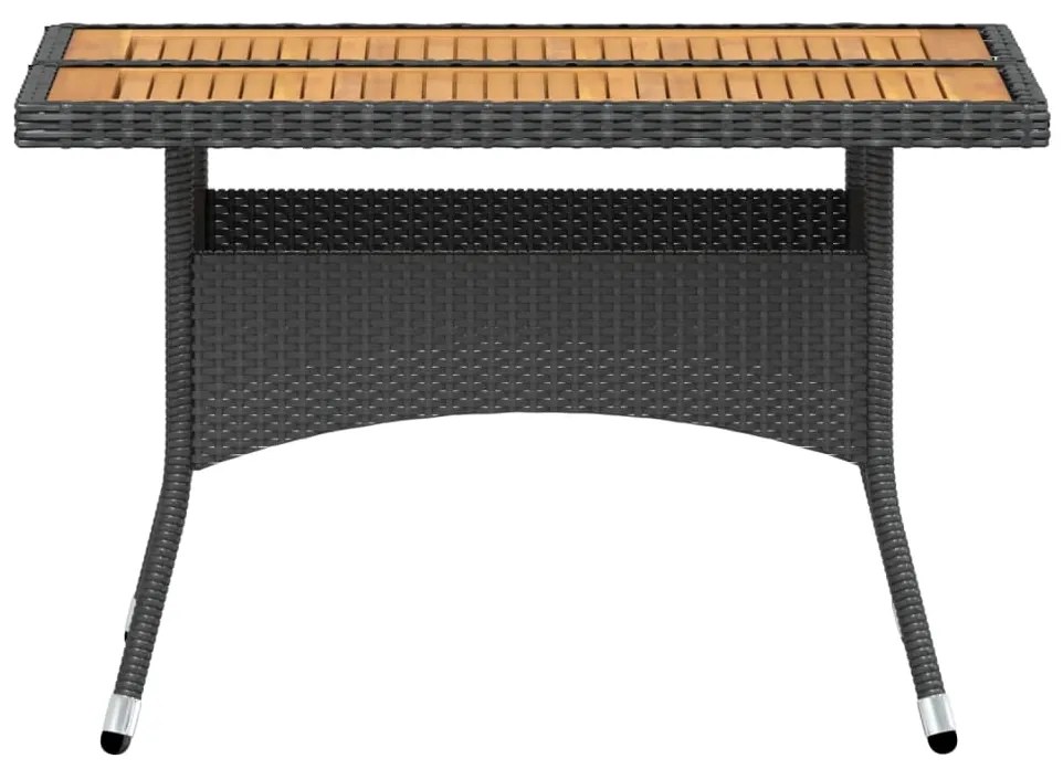 5 pcs conjunto de jantar p/ jardim vime PE/acácia maciça preto