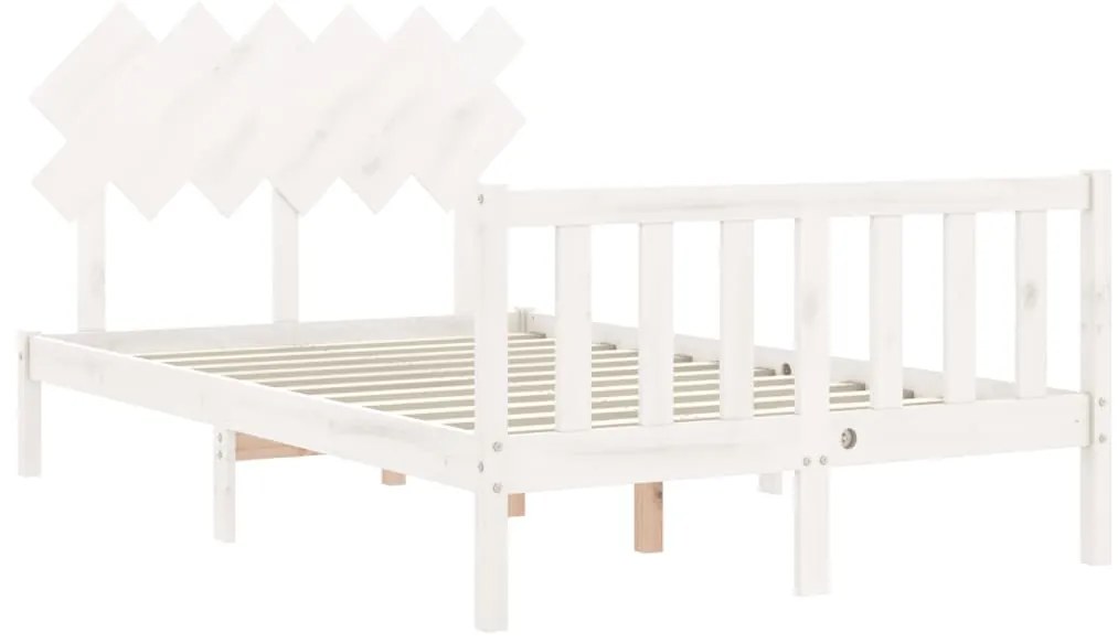 Cama sem colchão 120x200 cm madeira de pinho maciça branco