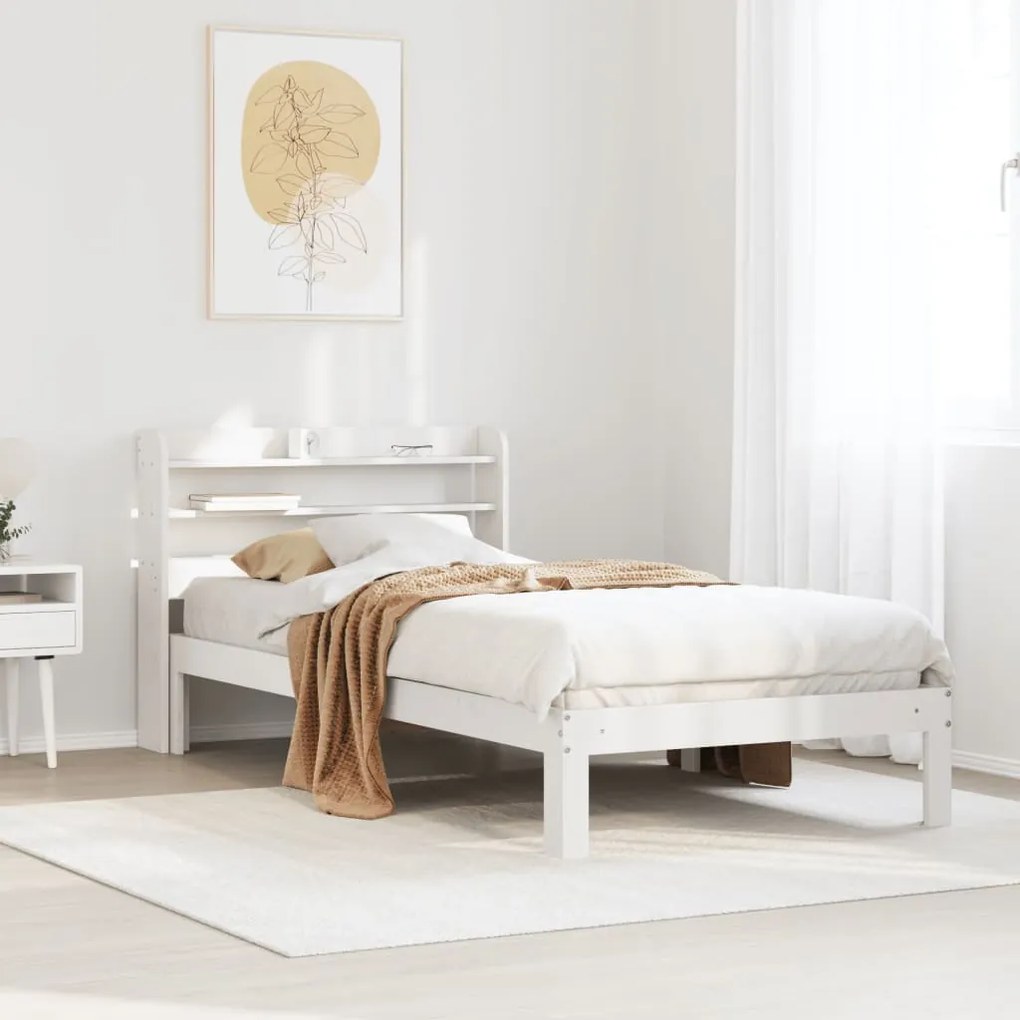 vidaXL Estrutura de cama c/ cabeceira sem colchão 100x200 cm branco