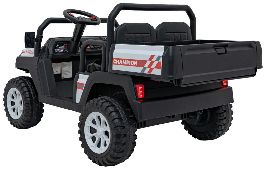Jipe elétrico para Crianças 2 Lugares 24V Champion Rodas Espuma EVA, Assento couro ecológico Branco