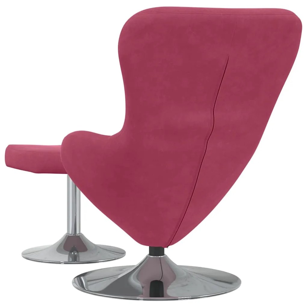 Poltrona Egg vidaXL com Puff Veludo Vermelho