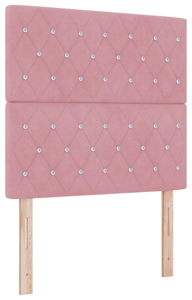 Cama Box Spring com Colchão Rosa 90x200 cm Veludo