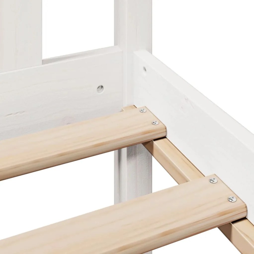 Cama com estante sem colchão 140x190 cm pinho maciço branco