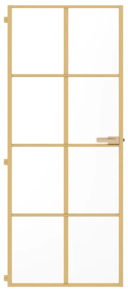 Porta interior 83x201,5 cm vidro temperado e alumínio dourado