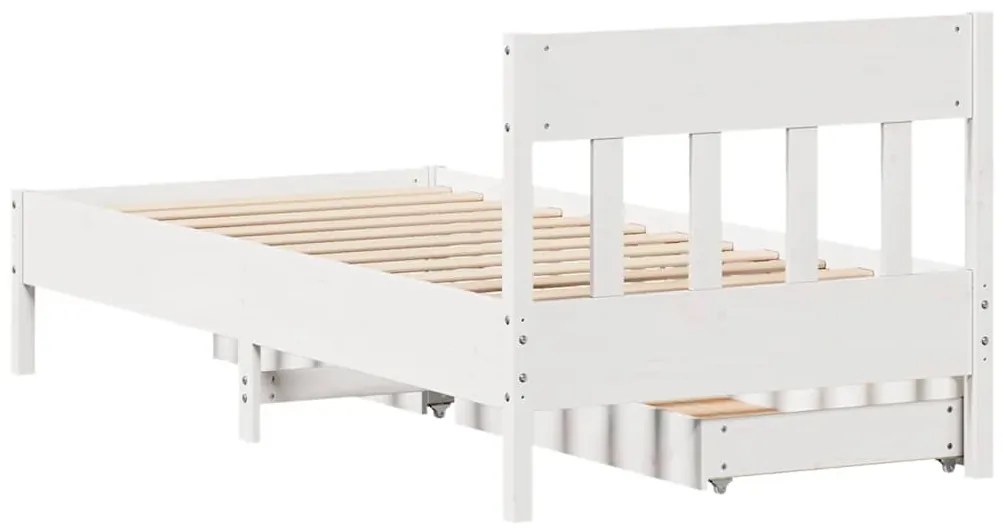 Cama sem colchão 100x200 cm madeira de pinho maciça branco