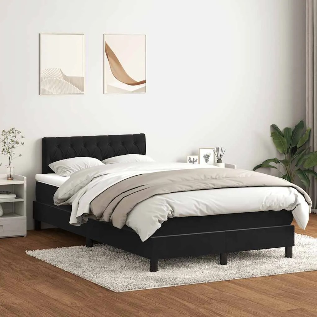vidaXL Cama com molas/colchão 120x220 cm veludo preto