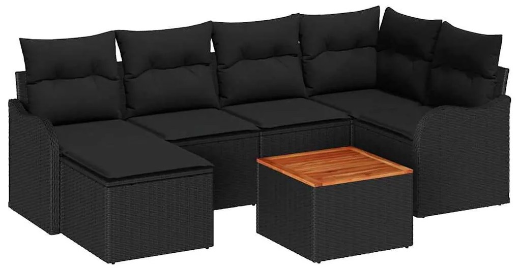 Conjunto de Sofá de Jardim 7 pcs Preto Grande