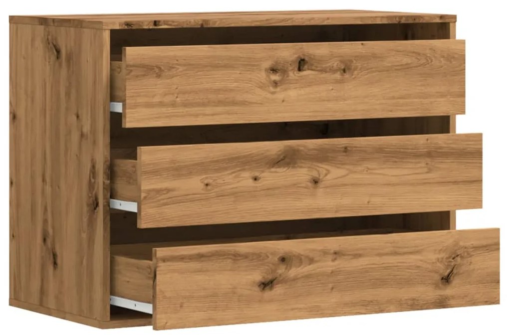 Cómoda com 3 Gavetas - 80x41x58 cm - derivados de madeira - carvalho a
